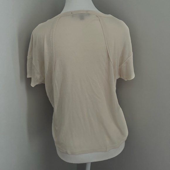 Lulus Daily Outing Cream Ribbed Short Sleeve Tee - Picture 6 of 7